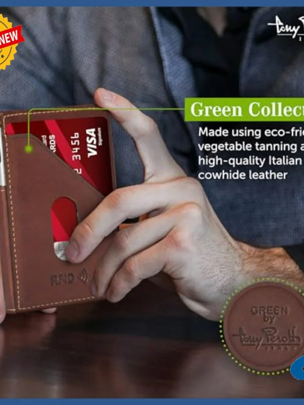 Men's Slim RFID Wallet Italian Leather Quick Access Pop-Up Card Slider